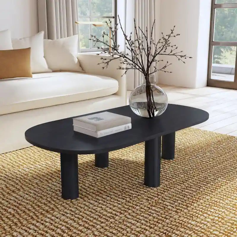 Table basse ovale en bois de manguier
