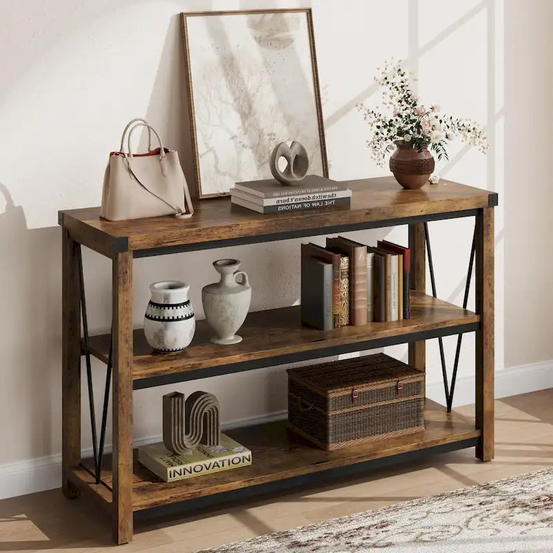 Table de console étroite de 47 pouces avec rangement pour entrée de ferme