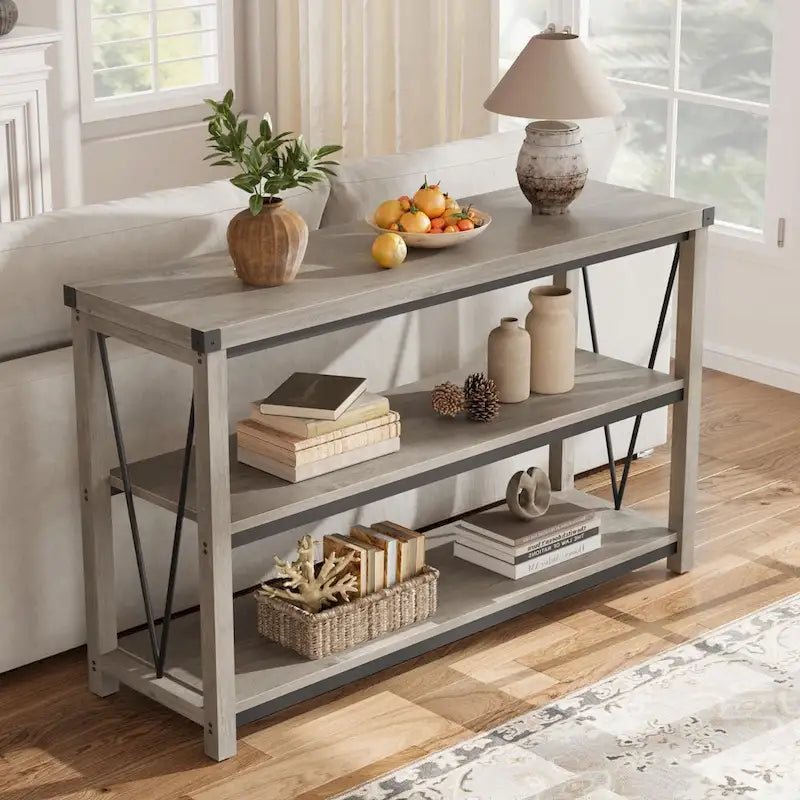 Table de console étroite de 47 pouces avec rangement pour entrée de ferme