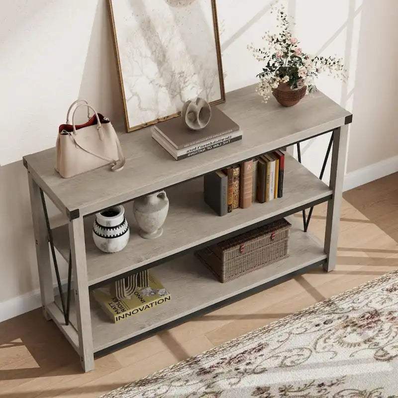 Table de console étroite de 47 pouces avec rangement pour entrée de ferme