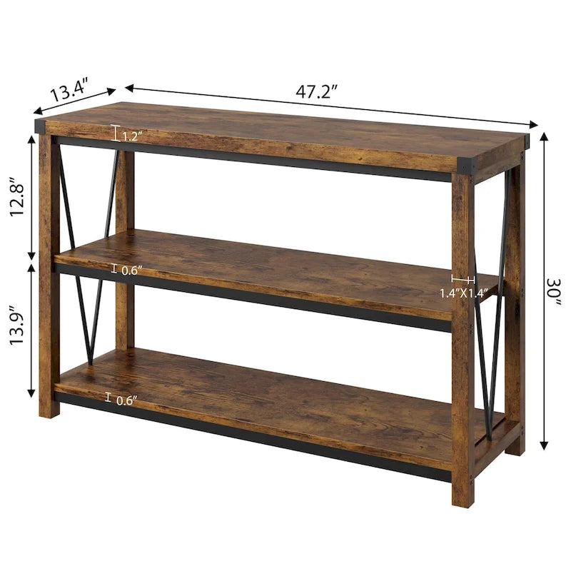 Table de console étroite de 47 pouces avec rangement pour entrée de ferme