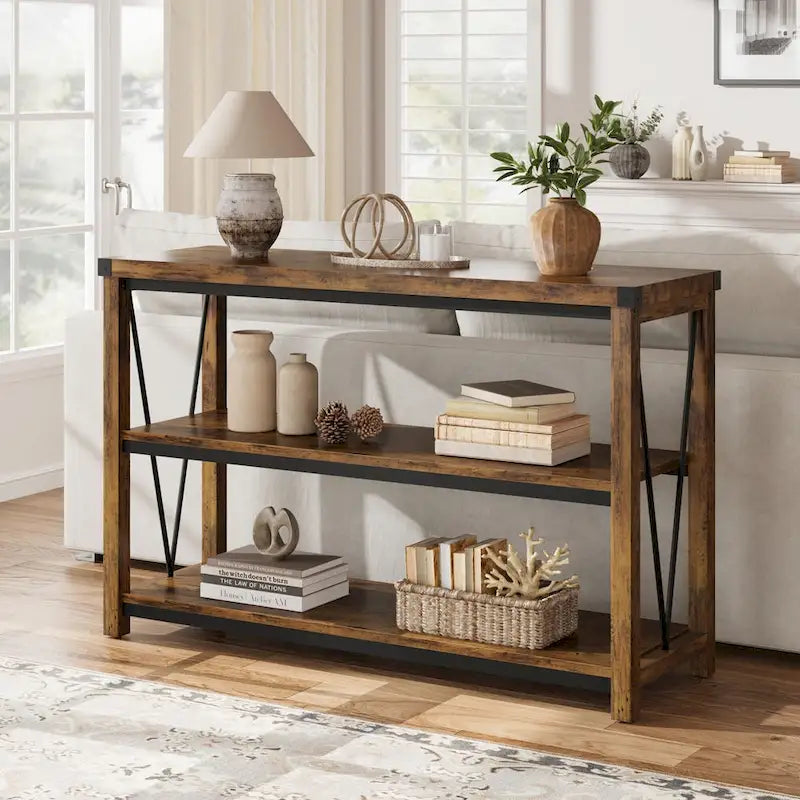 Table de console étroite de 47 pouces avec rangement pour entrée de ferme