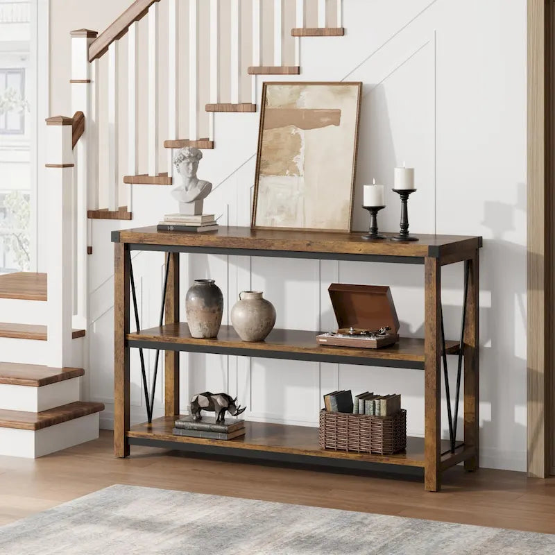 Table de console étroite de 47 pouces avec rangement pour entrée de ferme