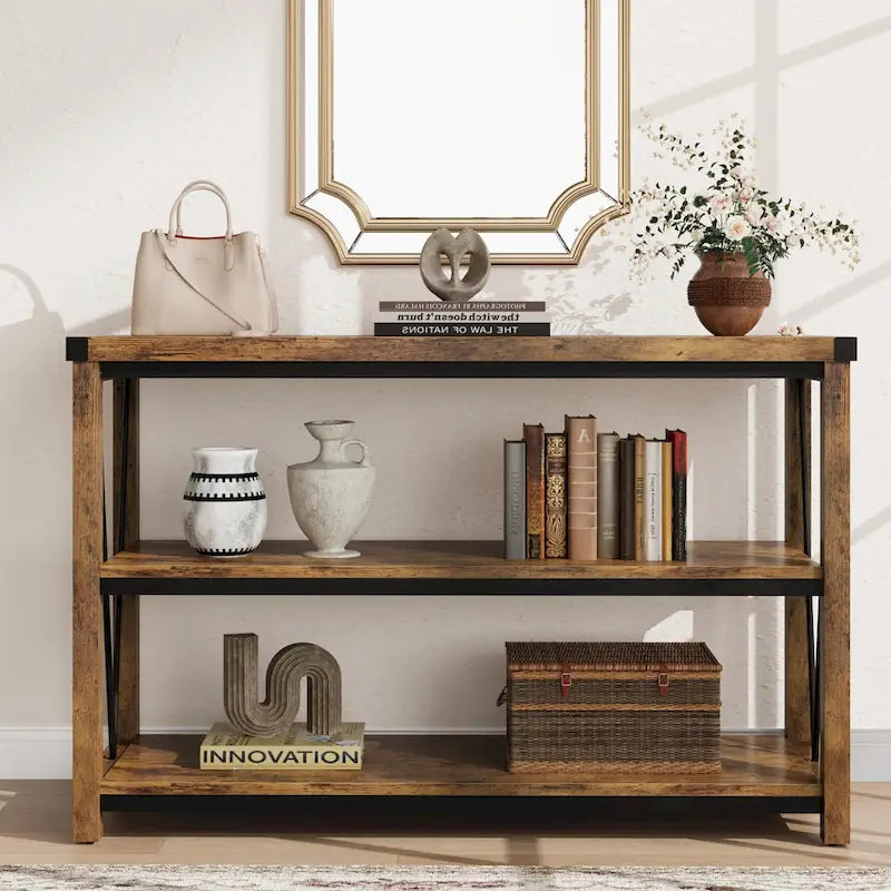 Table de console étroite de 47 pouces avec rangement pour entrée de ferme