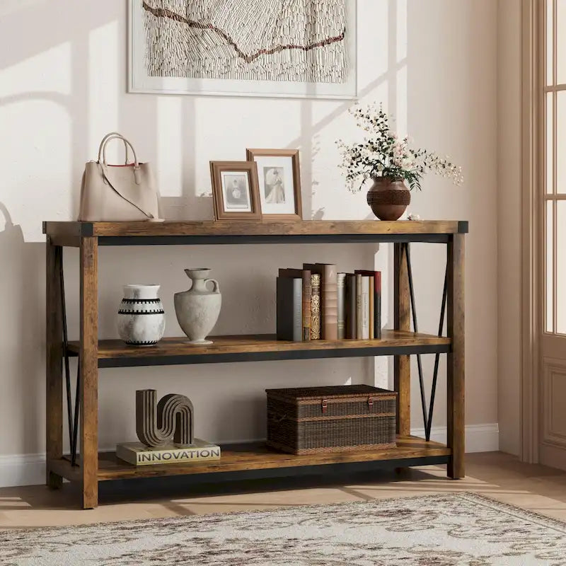 Table de console étroite de 47 pouces avec rangement pour entrée de ferme