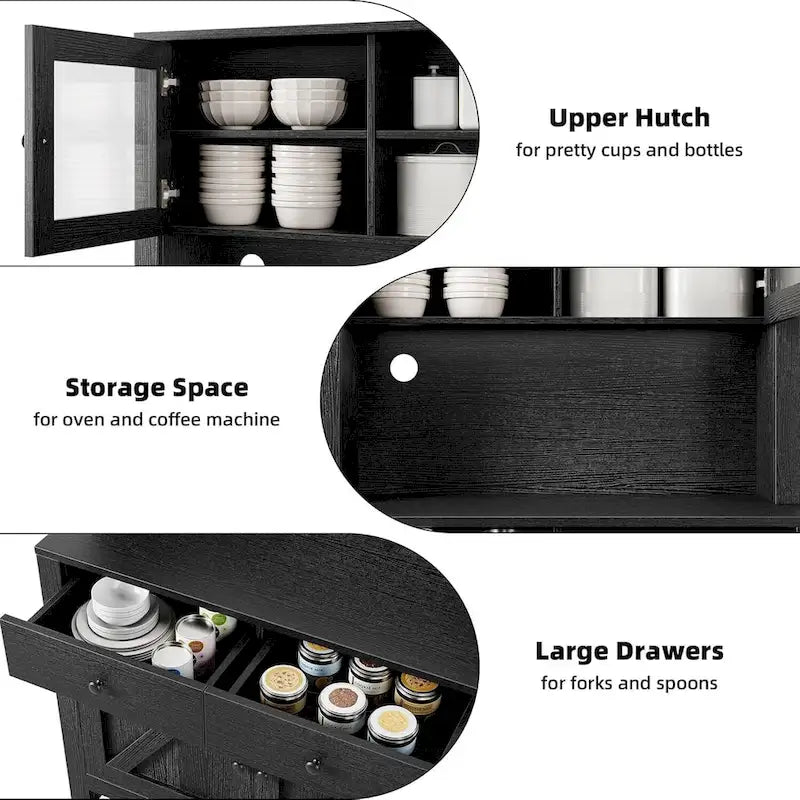 Meuble de rangement de cuisine avec support pour micro-ondes