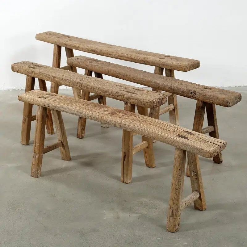 Banc à nouilles vintage naturel vieilli (la taille et la finition varient)
