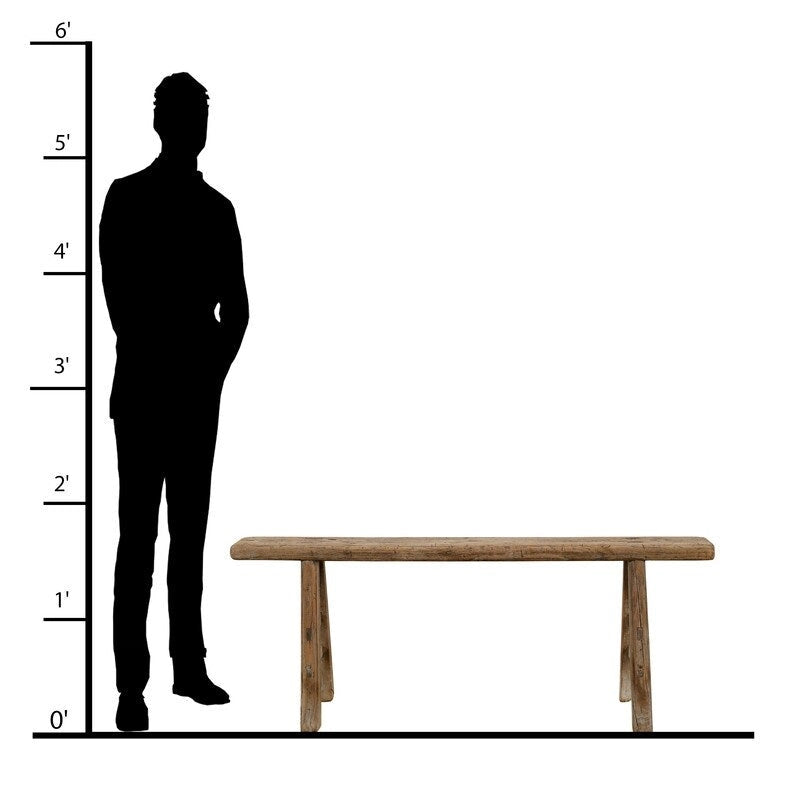 Banc à nouilles vintage naturel vieilli (la taille et la finition varient)