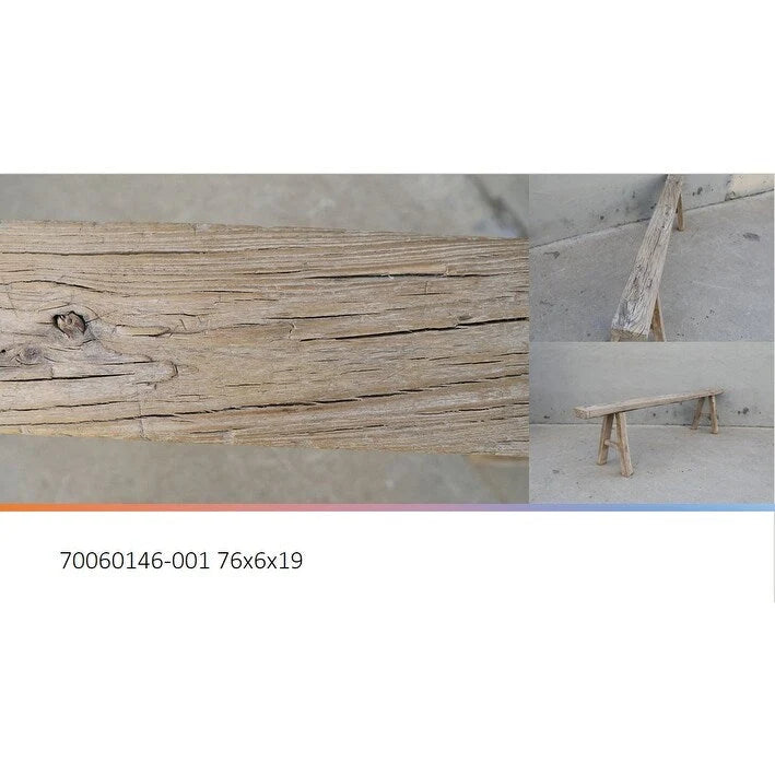 Banc à nouilles vintage naturel vieilli (la taille et la finition varient)