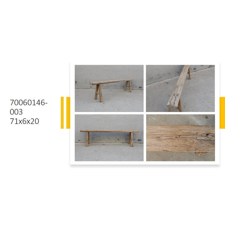 Banc à nouilles vintage naturel vieilli (la taille et la finition varient)