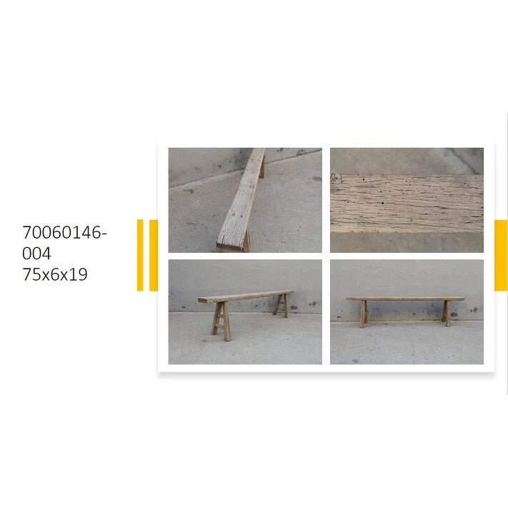 Banc à nouilles vintage naturel vieilli (la taille et la finition varient)