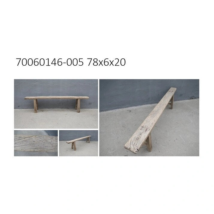 Banc à nouilles vintage naturel vieilli (la taille et la finition varient)