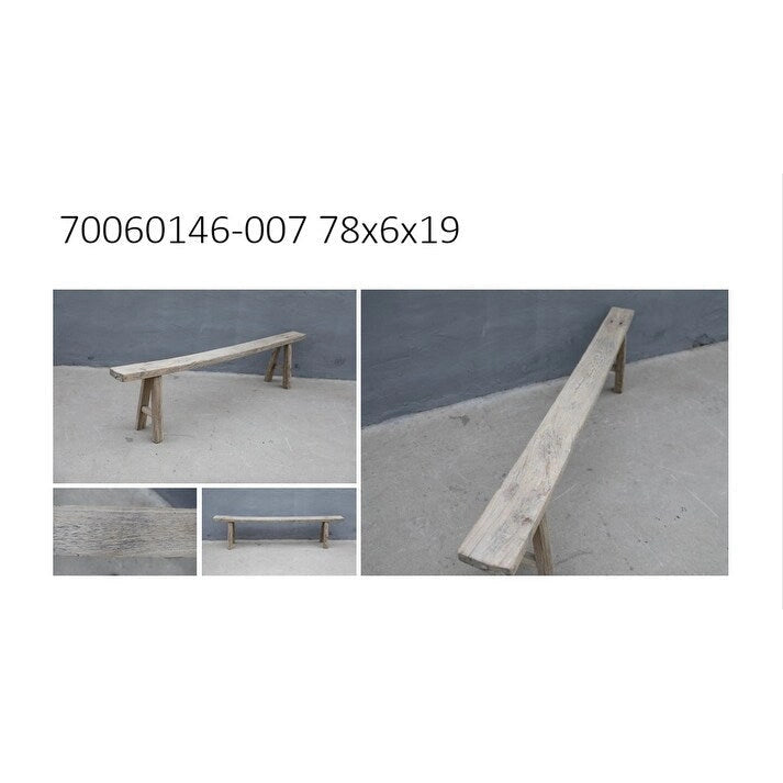 Banc à nouilles vintage naturel vieilli (la taille et la finition varient)