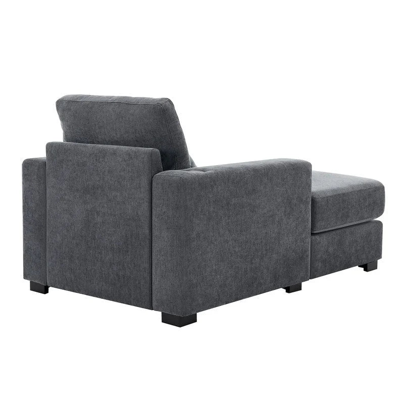 Chaise longue surdimensionnée en tissu chenille, canapé-lit de 100/110/140 cm avec oreillers, station de charge et porte-gobelets