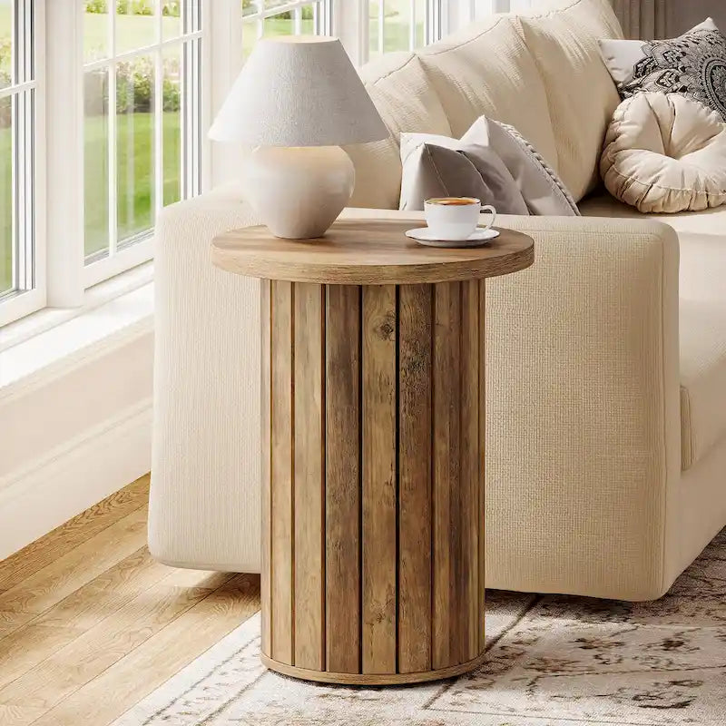 Table d'appoint ronde avec pied central, Petite table de canapé