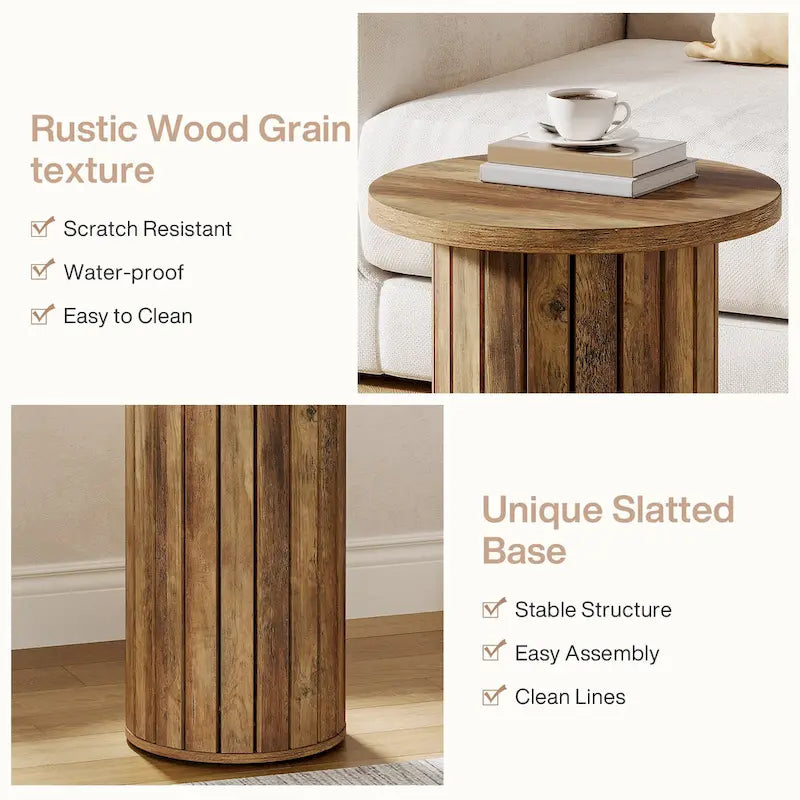 Table d'appoint ronde avec pied central, Petite table de canapé