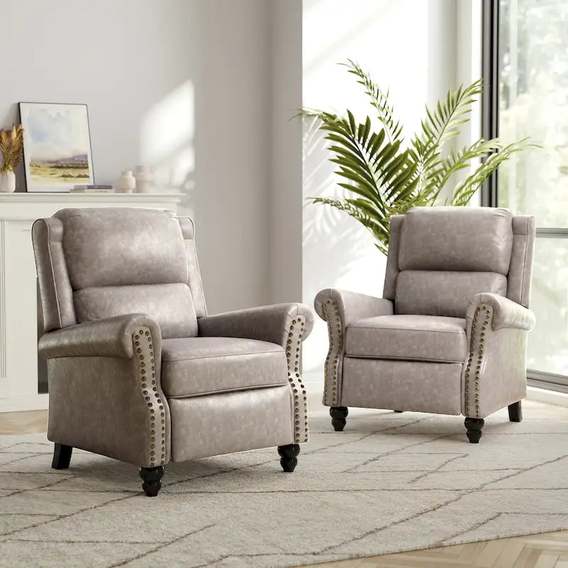 Lot de 2 fauteuils inclinables modernes à assise rembourrée en cuir PU/tissu