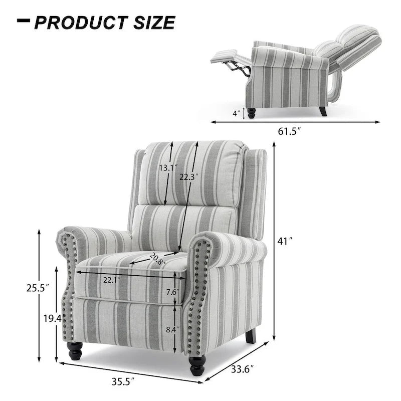 Lot de 2 fauteuils inclinables modernes à assise rembourrée en cuir PU/tissu