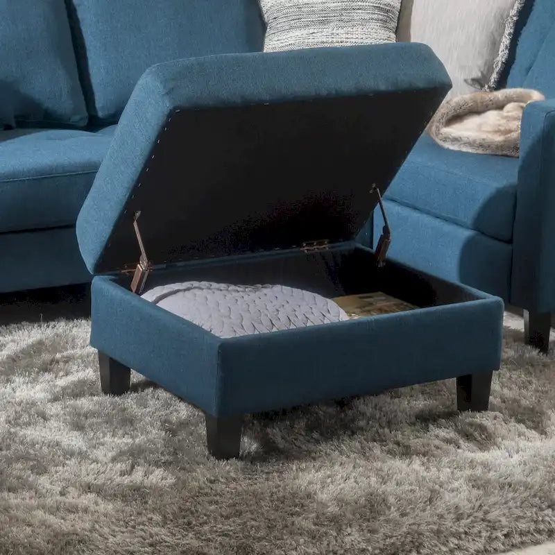 Pouffe de rangement en tissu capitonné