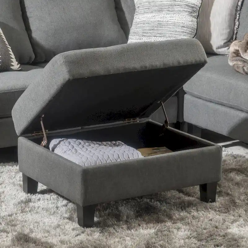 Pouffe de rangement en tissu capitonné