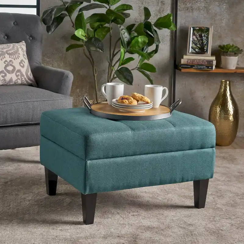 Pouffe de rangement en tissu capitonné