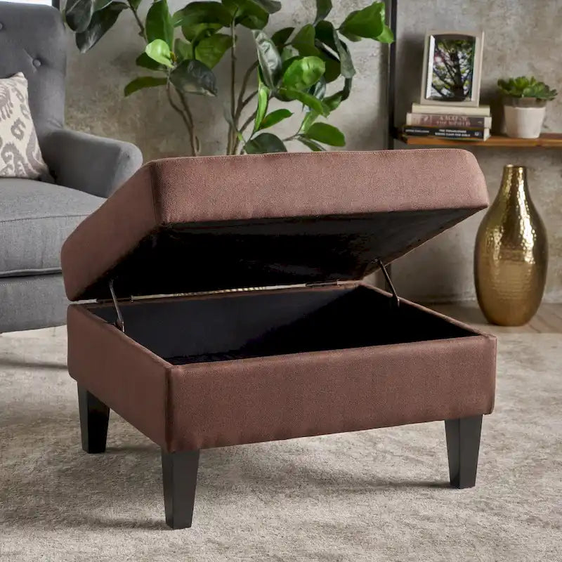 Pouffe de rangement en tissu capitonné