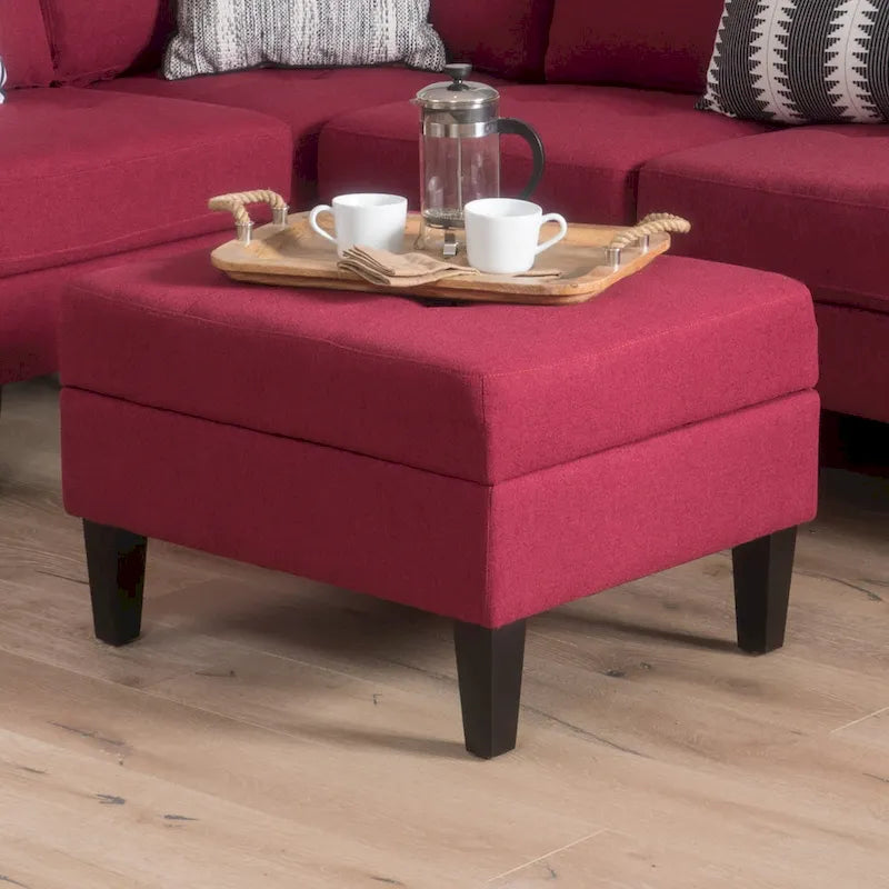 Pouffe de rangement en tissu capitonné