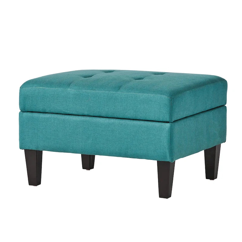 Pouffe de rangement en tissu capitonné