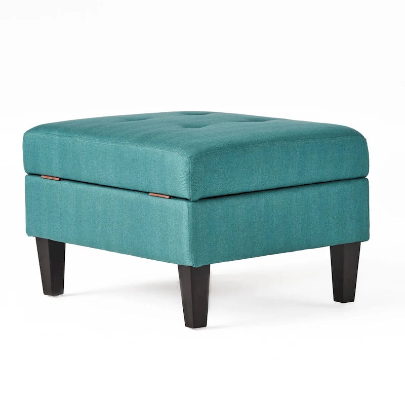 Pouffe de rangement en tissu capitonné