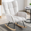 Rocking Chair Upholstered Glider Rocker Rocking Accent Chair Padded Seat with High Backrest Armchair