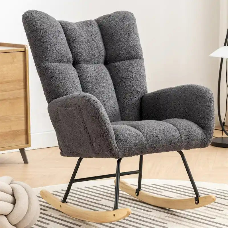 Fauteuil à bascule rembourré, fauteuil à bascule planeur, fauteuil d'appoint à bascule avec siège rembourré et dossier haut