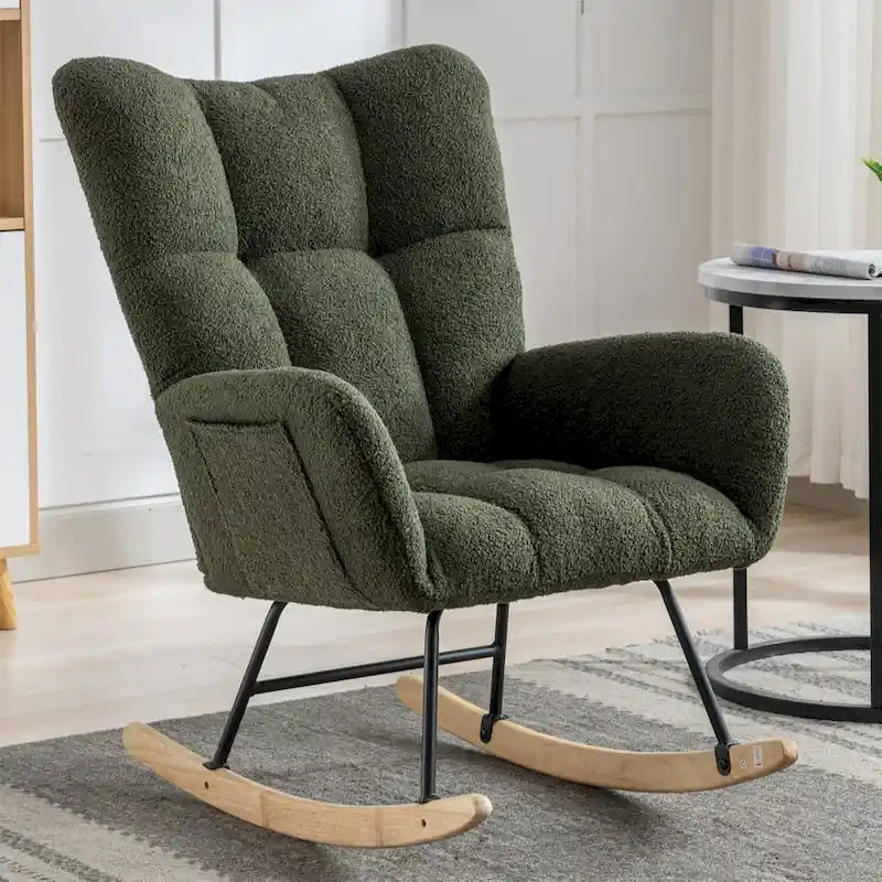 Fauteuil à bascule rembourré, fauteuil à bascule planeur, fauteuil d'appoint à bascule avec siège rembourré et dossier haut
