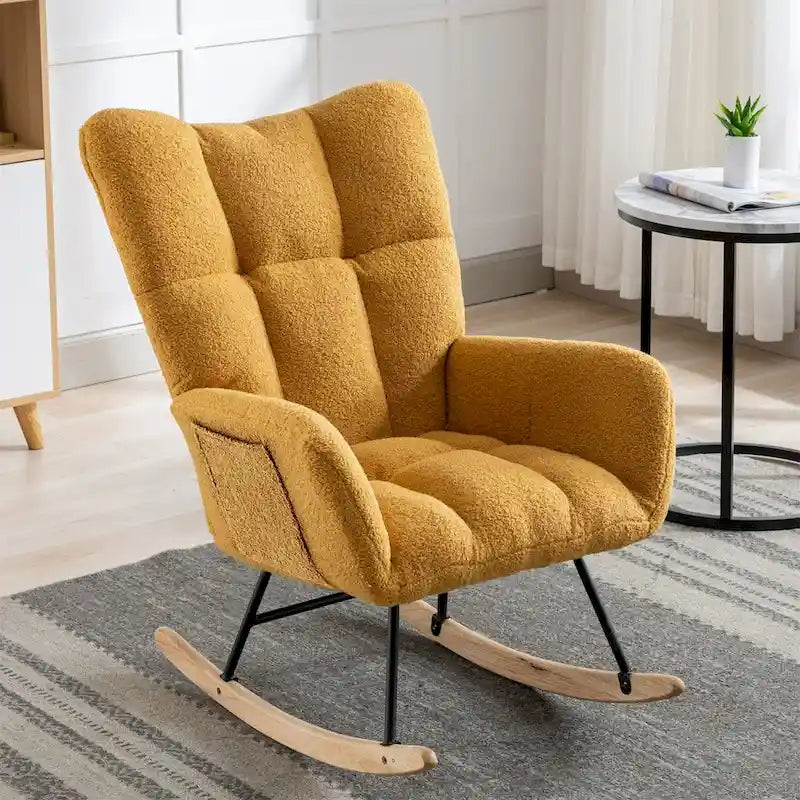 Fauteuil à bascule rembourré, fauteuil à bascule planeur, fauteuil d'appoint à bascule avec siège rembourré et dossier haut