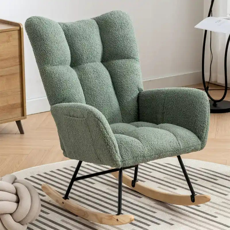 Fauteuil à bascule rembourré, fauteuil à bascule planeur, fauteuil d'appoint à bascule avec siège rembourré et dossier haut