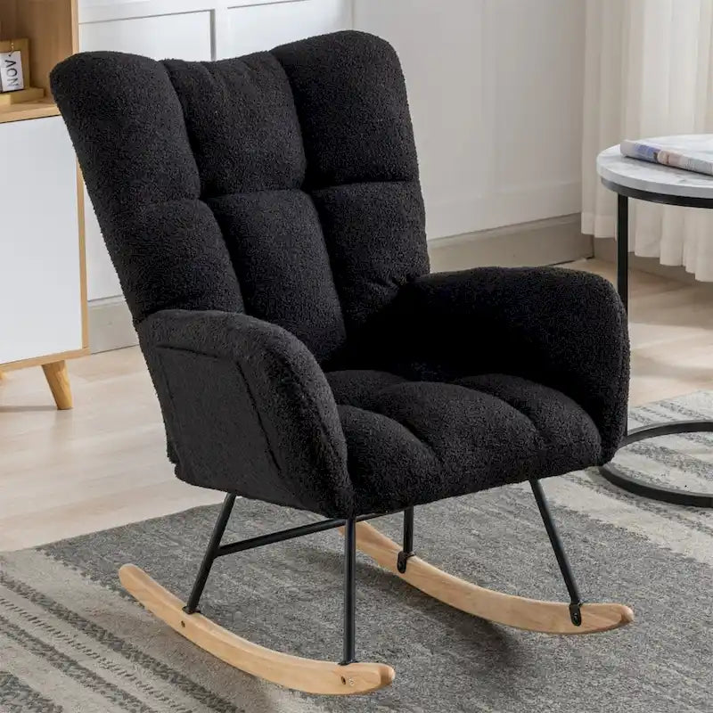 Fauteuil à bascule rembourré, fauteuil à bascule planeur, fauteuil d'appoint à bascule avec siège rembourré et dossier haut