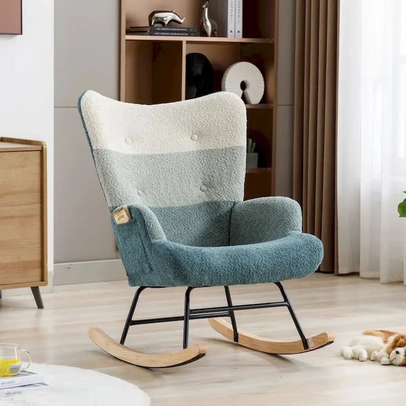 Fauteuil à bascule rembourré, fauteuil à bascule planeur, fauteuil d'appoint à bascule avec siège rembourré et dossier haut