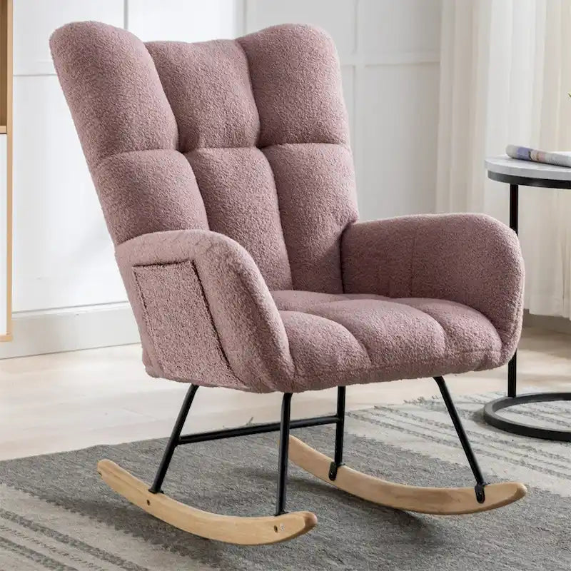 Fauteuil à bascule rembourré, fauteuil à bascule planeur, fauteuil d'appoint à bascule avec siège rembourré et dossier haut
