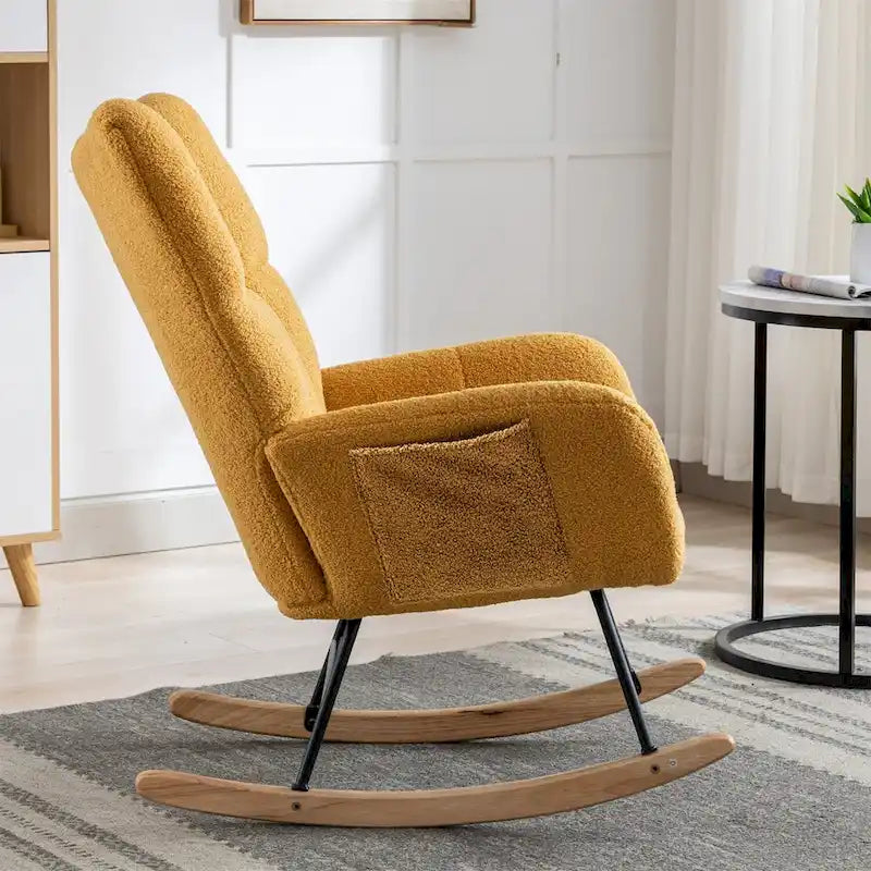 Fauteuil à bascule rembourré, fauteuil à bascule planeur, fauteuil d'appoint à bascule avec siège rembourré et dossier haut