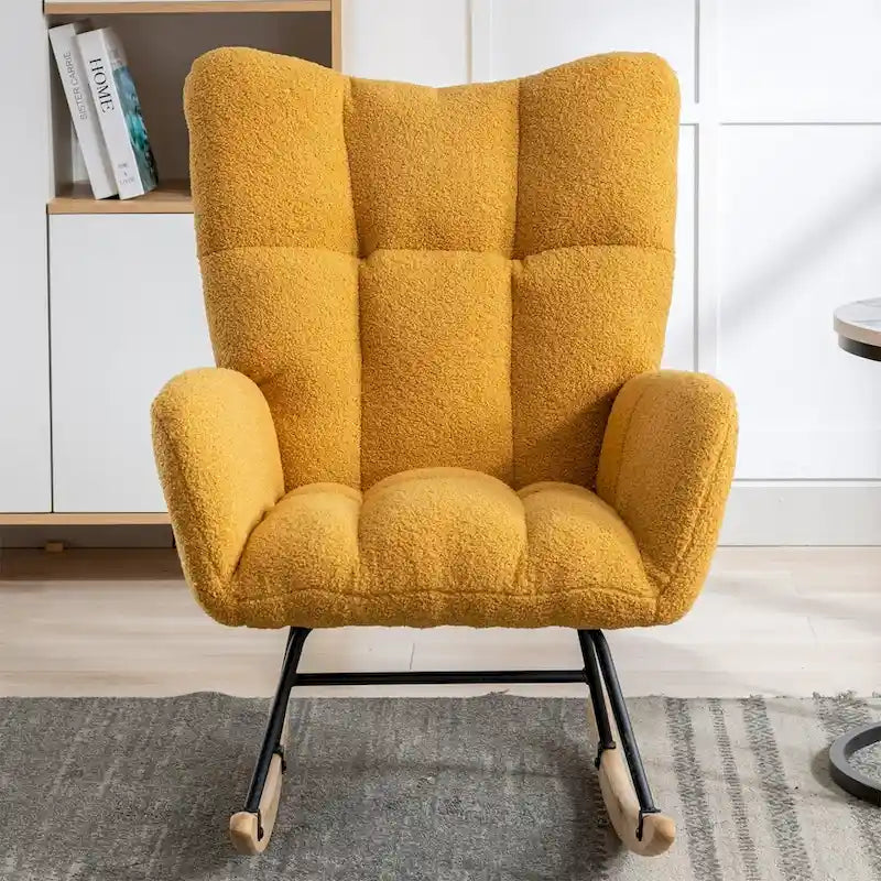 Fauteuil à bascule rembourré, fauteuil à bascule planeur, fauteuil d'appoint à bascule avec siège rembourré et dossier haut