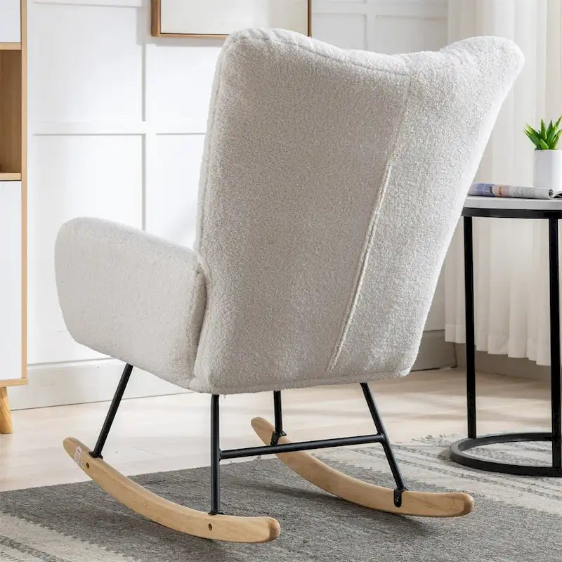 Fauteuil à bascule rembourré, fauteuil à bascule planeur, fauteuil d'appoint à bascule avec siège rembourré et dossier haut