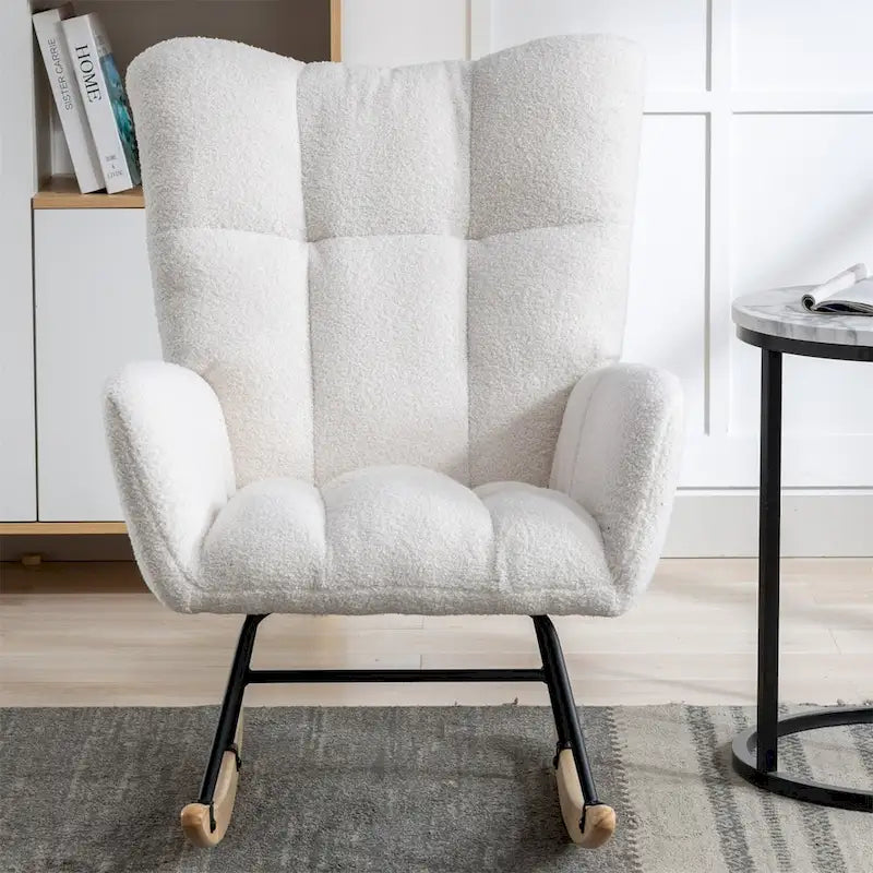 Fauteuil à bascule rembourré, fauteuil à bascule planeur, fauteuil d'appoint à bascule avec siège rembourré et dossier haut