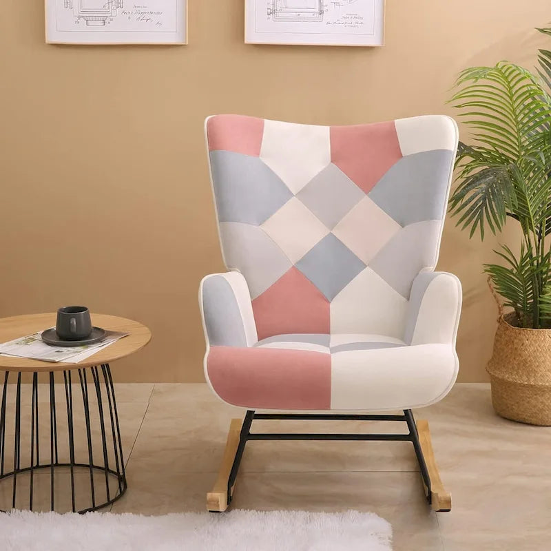 Fauteuil à bascule rembourré, fauteuil à bascule planeur, fauteuil d'appoint à bascule avec siège rembourré et dossier haut