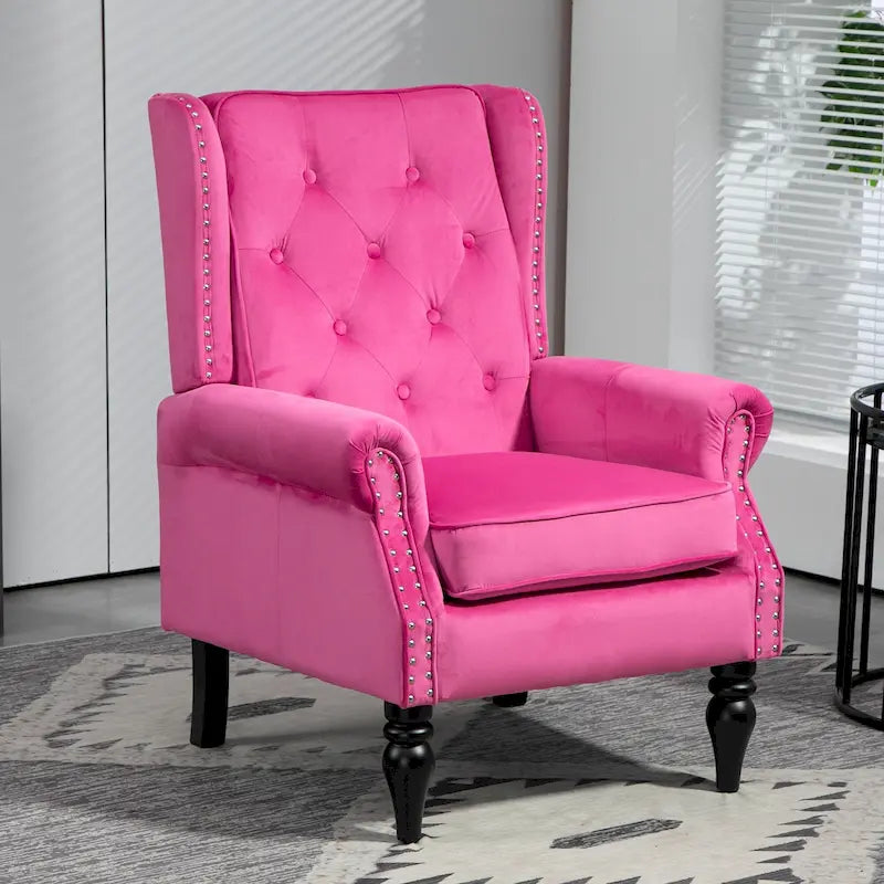 Fauteuil en velours/cuir capitonné à ossature en bois, style milieu de siècle