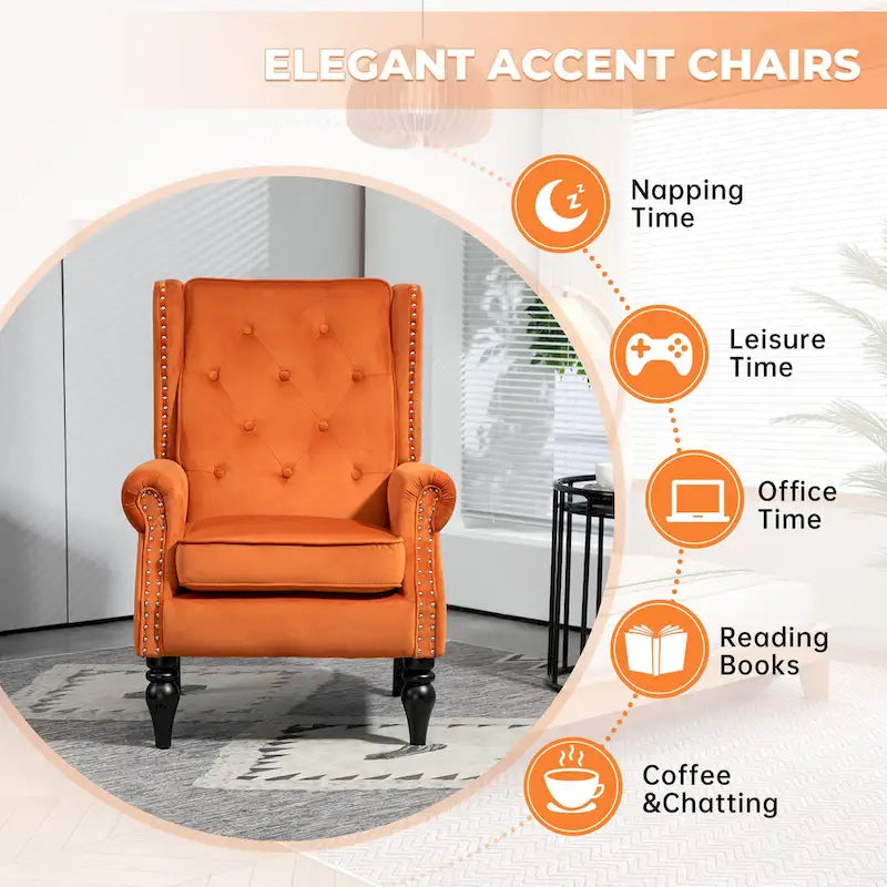 Fauteuil en velours/cuir capitonné à ossature en bois, style milieu de siècle
