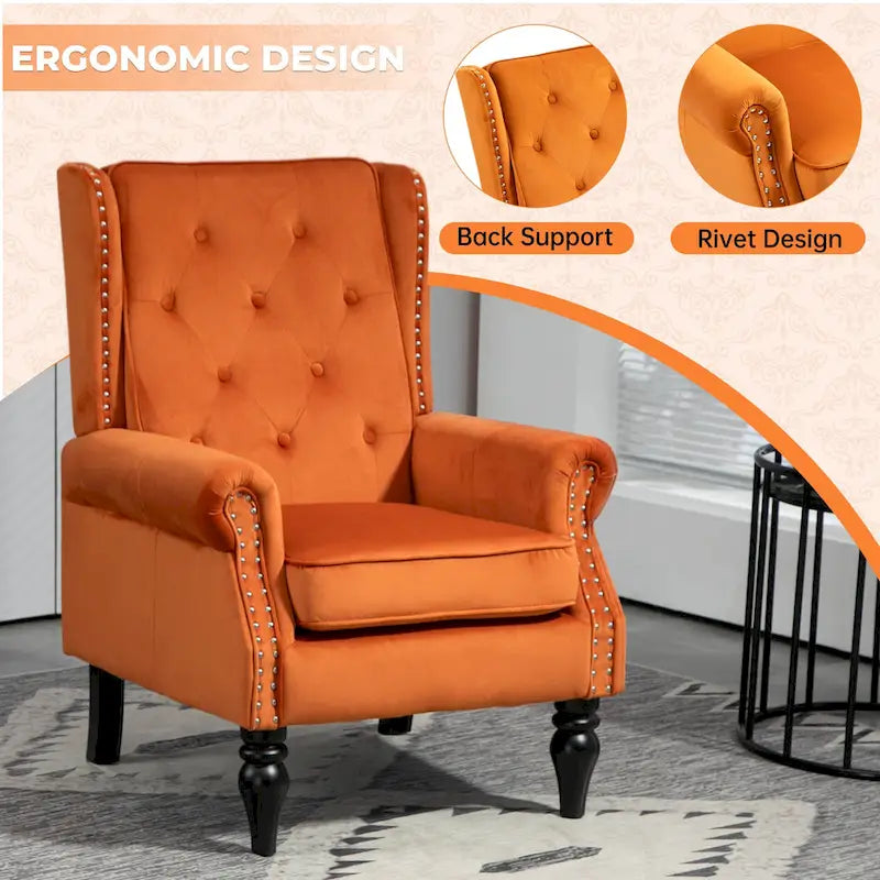 Fauteuil en velours/cuir capitonné à ossature en bois, style milieu de siècle