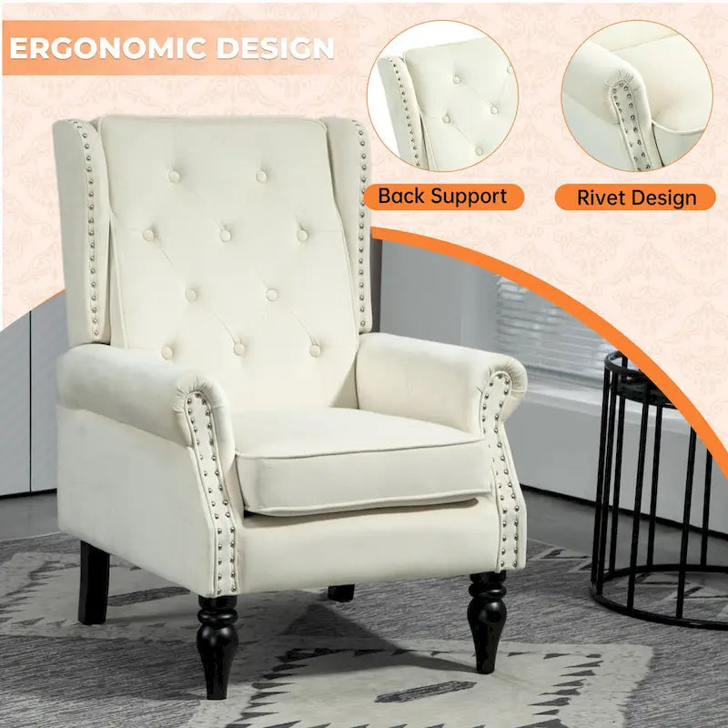 Fauteuil en velours/cuir capitonné à ossature en bois, style milieu de siècle