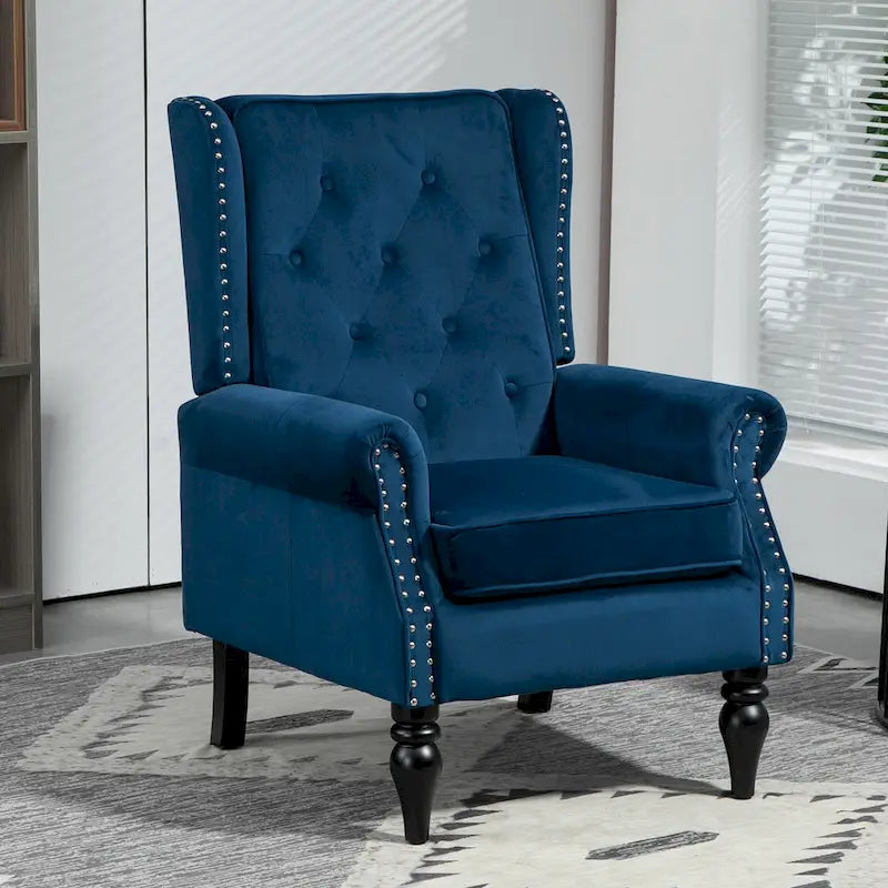 Fauteuil en velours/cuir capitonné à ossature en bois, style milieu de siècle