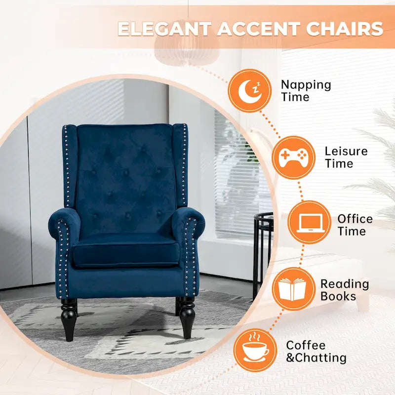 Fauteuil en velours/cuir capitonné à ossature en bois, style milieu de siècle