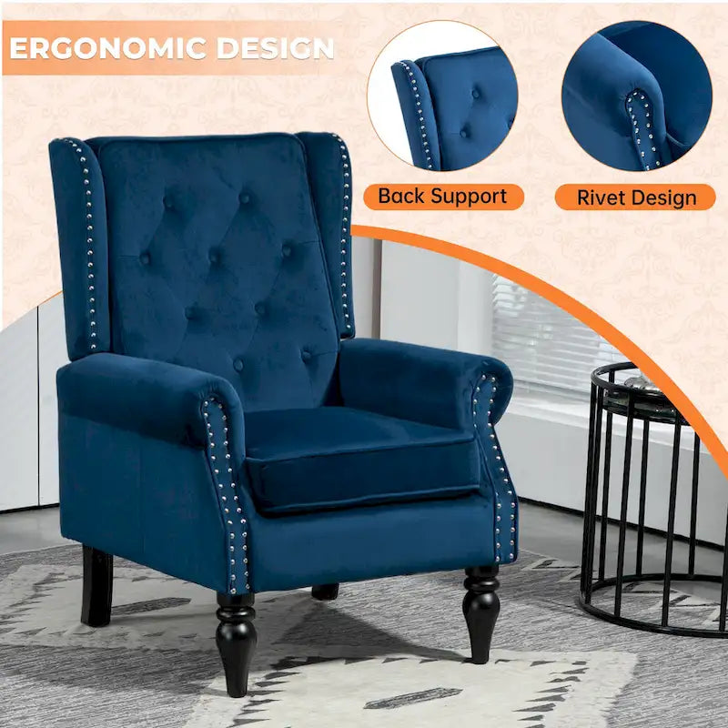 Fauteuil en velours/cuir capitonné à ossature en bois, style milieu de siècle