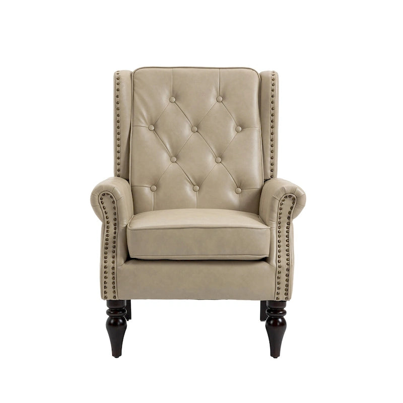 Fauteuil en velours/cuir capitonné à ossature en bois, style milieu de siècle